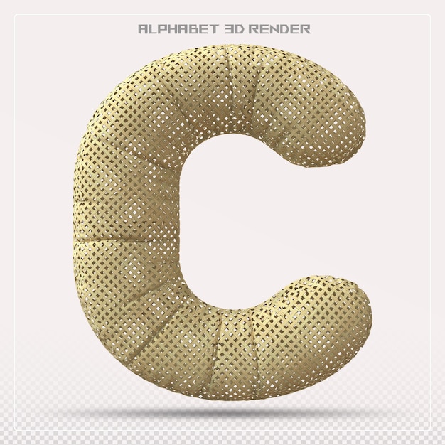 Letra de madera C fuente gradiente Alfabeto 3d render