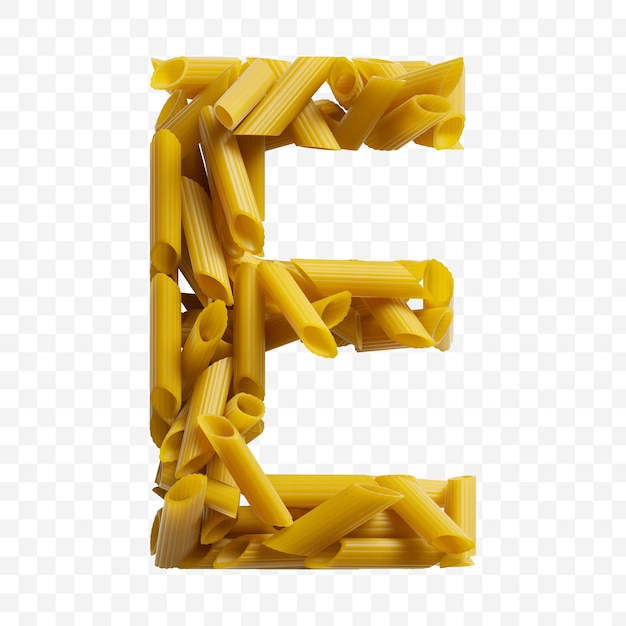 Letra maiúscula do alfabeto e feito de macarrão no fundo isolado