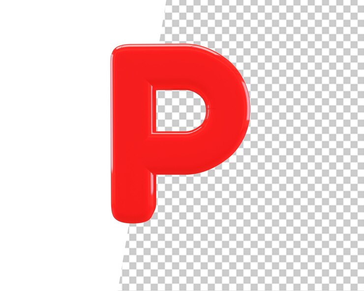 PSD letra maiúscula p texto 3d