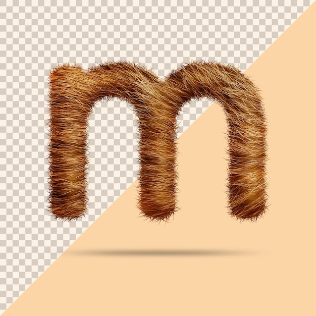 Letra minúscula m com pele 3D realista