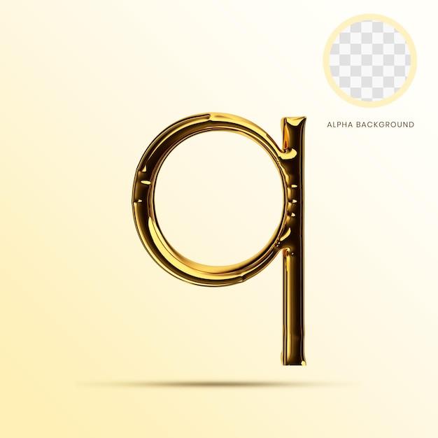 Letra minúscula de oro q modelo 3d