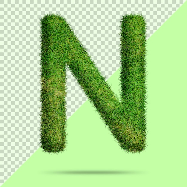 Letra n con pasto 3d realista