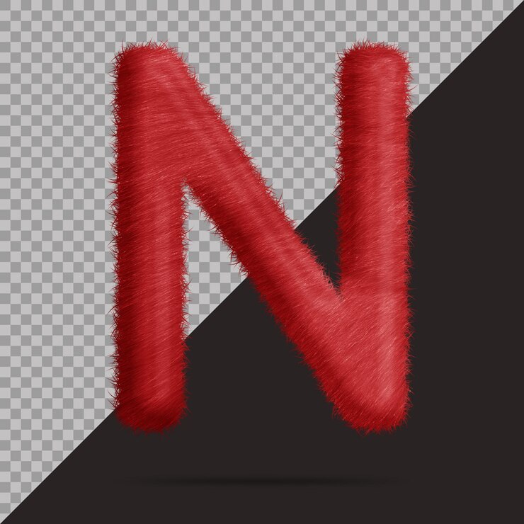 PSD letra n con piel 3d realista