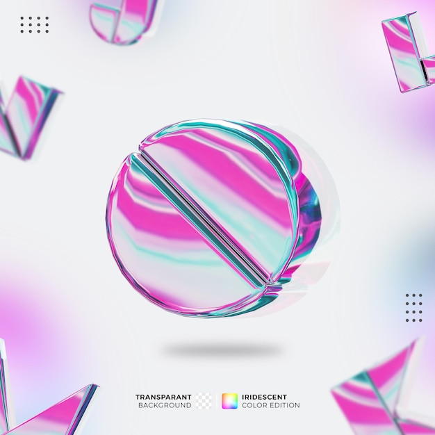 Letra O alfabeto diseño 3D en estilo de color iridiscente Perfecto para iconos carteles de diseño brillante
