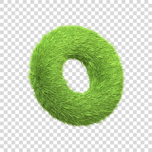 Letra O en forma de hierba verde exuberante aislada sobre un fondo blanco Vista lateral