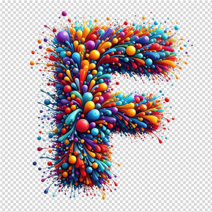 PSD la letra p hecha de bolas de colores