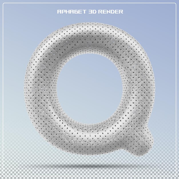 letra plateada fuente Q alfabeto renderizado en 3d