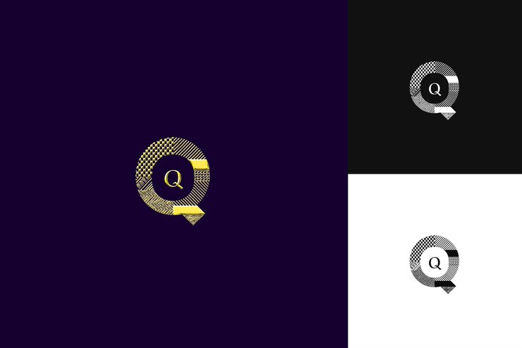 PSD letra q com estilo de design de logotipo abstrato com q em forma de ilustração designs vetoriais de logotipo