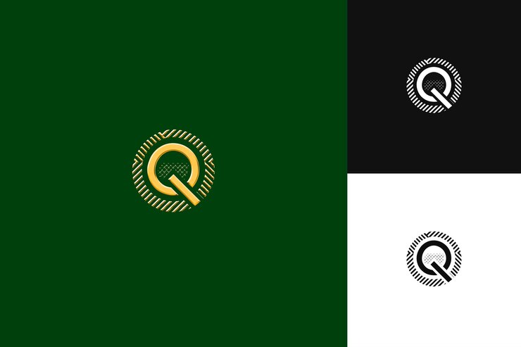 PSD letra q com estilo de design de logotipo abstrato com q em forma de ilustração designs vetoriais de logotipo