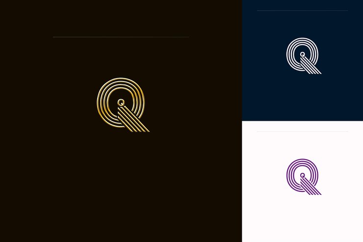 PSD letra q com estilo de design de logotipo abstrato com q em forma de natureza coleções de vetores abstratos