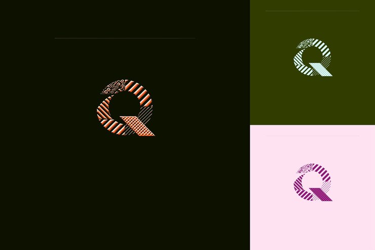 PSD letra q com estilo de design de logotipo abstrato com q em forma de natureza coleções de vetores abstratos