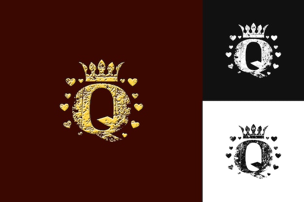 Letra Q con estilo de diseño de logotipo Grunge con Q en forma de una ilustración Diseños vectoriales de logotipo