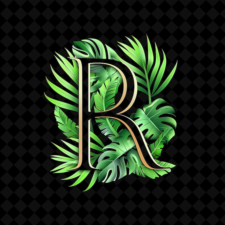 PSD letra r con estilo de diseño de logotipo tropical con r en forma de ilustración diseños vectoriales de logotipo