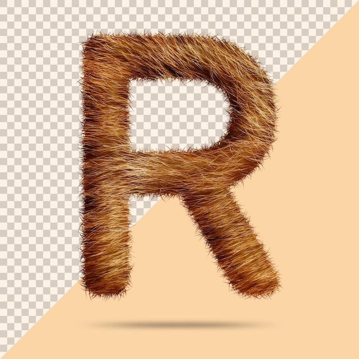 PSD letra r con piel 3d realista
