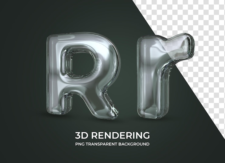 PSD letra r representación 3d fondo transparente aislado