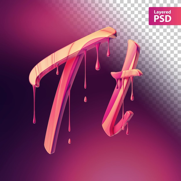 PSD letra rosa 3d con efecto de goteo