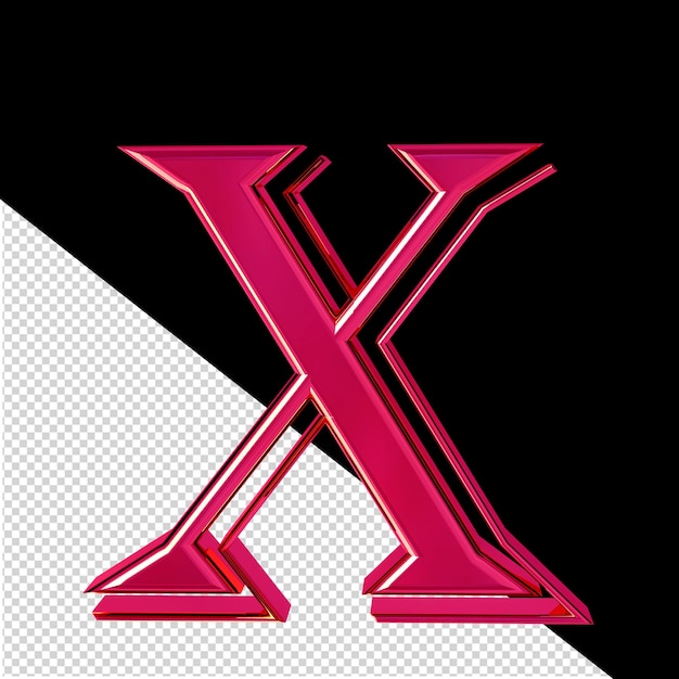 PSD letra rosa do símbolo 3d x