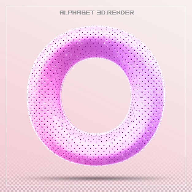 Letra rosa fuente O Alfabeto renderizado en 3D