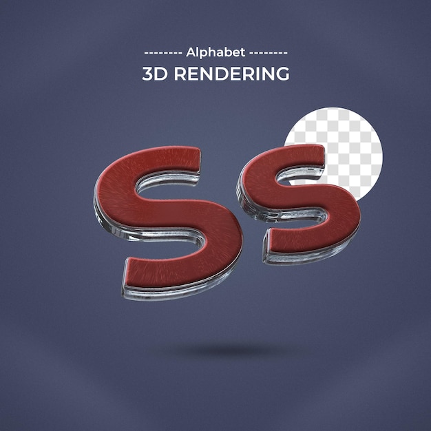 PSD letra s 3d renderizado fondo transparente