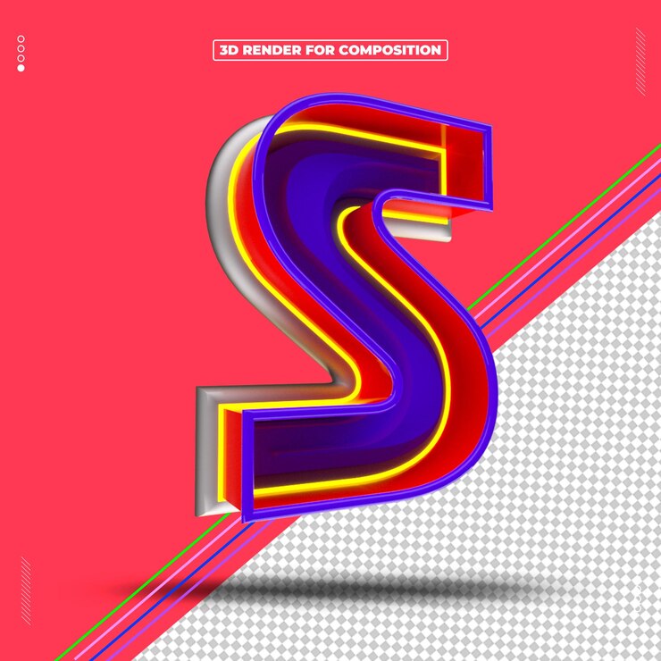 PSD letra s de colores en 3d