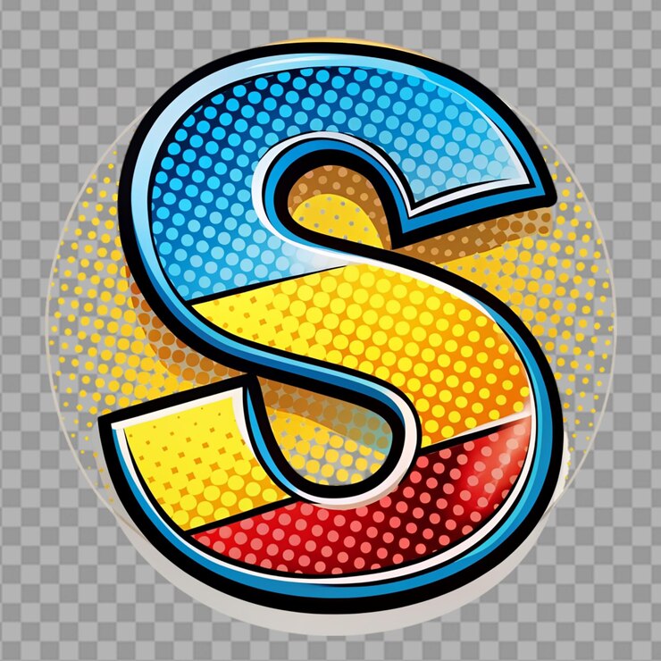 PSD letra s estilo de cómic en fondo transparente