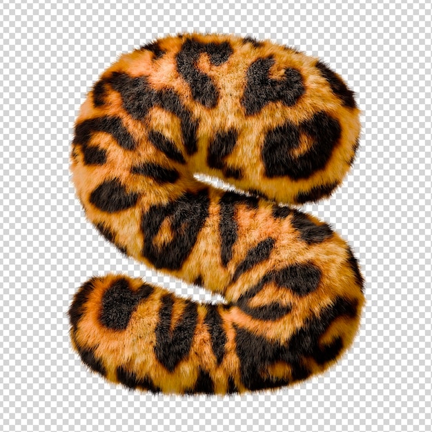 Letra S de la piel de leopardo aislada sobre un fondo transparente