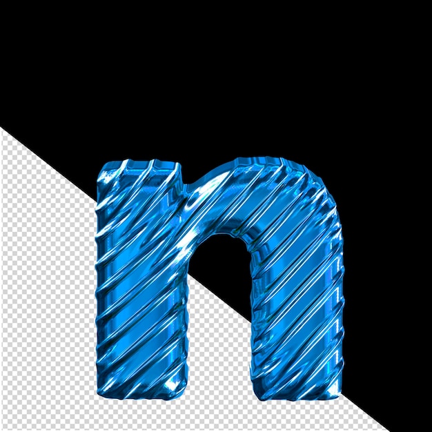 Letra de símbolo 3d azul acanalado n