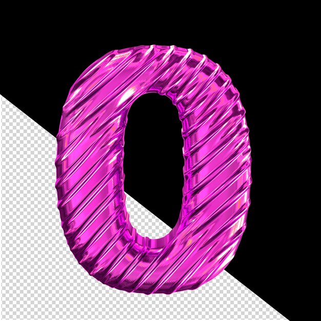 Letra de símbolo 3d púrpura acanalado 0