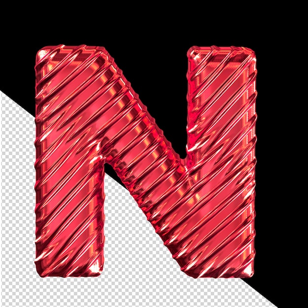 Letra de símbolo 3d rojo acanalado n