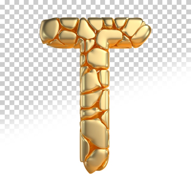 letra T oro 3d render estilo