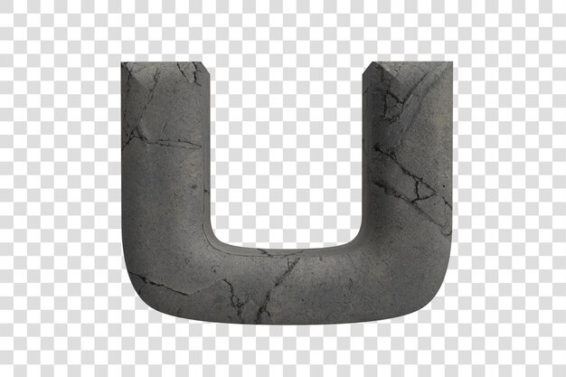 Letra U 3d material de piedra