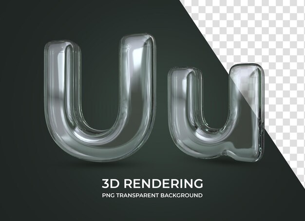 Letra u 3d renderizando fundo transparente isolado