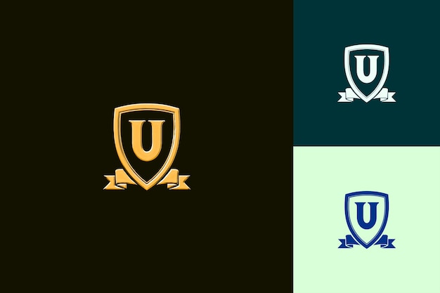 Letra U con emblema Estilo de diseño del logotipo con U en forma de naturaleza Colecciones vectoriales abstractas