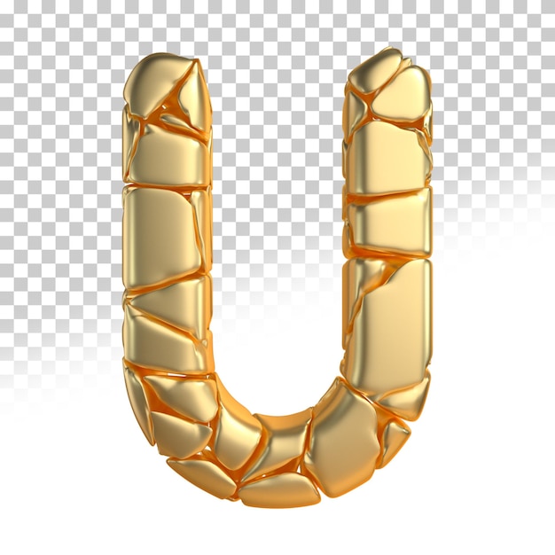 Letra u oro 3d render estilo