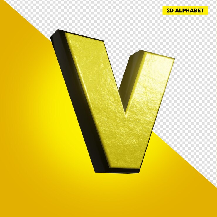 PSD una letra v amarilla con un fondo amarillo
