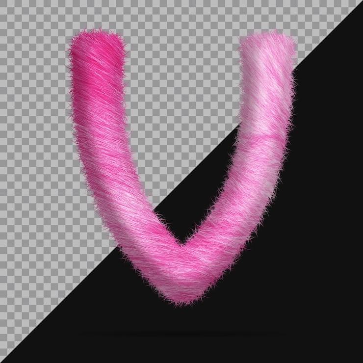 PSD letra v com pele 3d realista