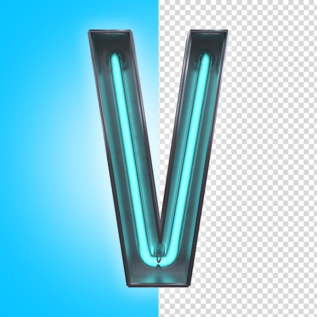 Letra V Neon 3D