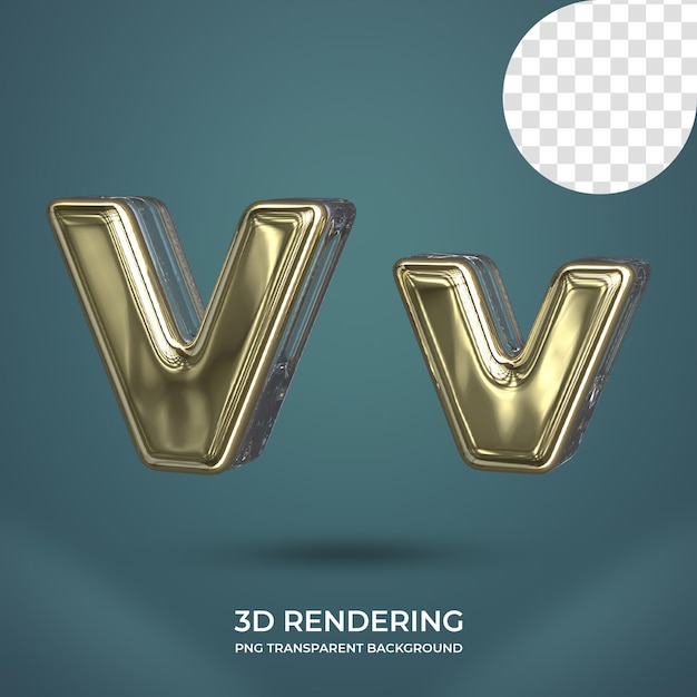 Letra V Representación 3d fondo transparente aislado