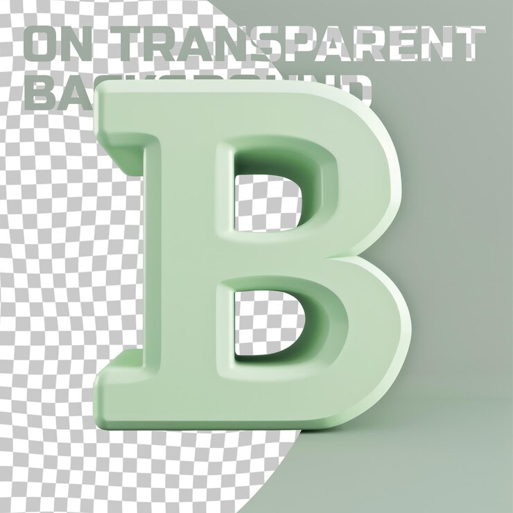 PSD una letra verde b que está sobre un fondo blanco