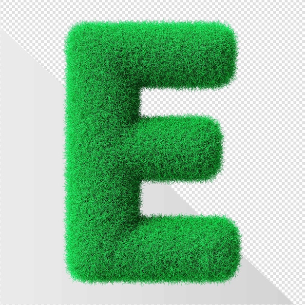 Letra verde e con hierba sobre un fondo transparente.