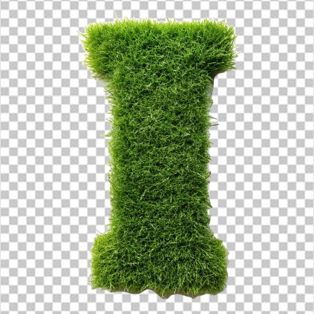 PSD letra verde i de la hierba en un fondo transparente