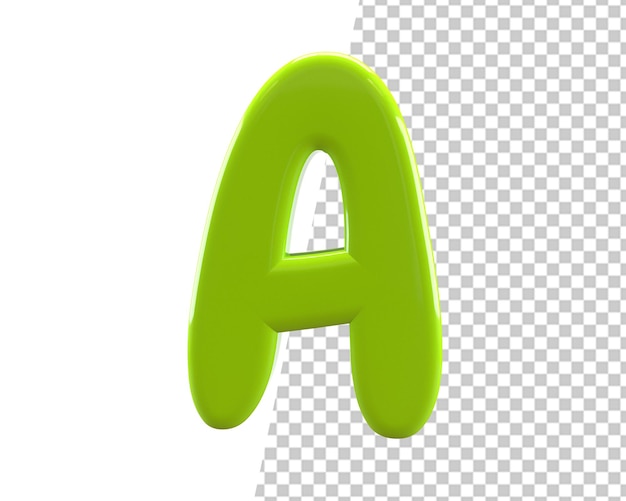 una letra verde render 3d