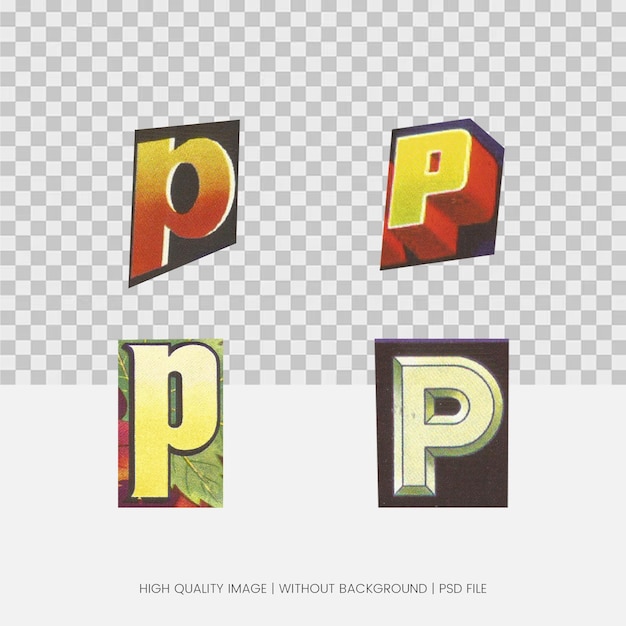 PSD letra vintage p