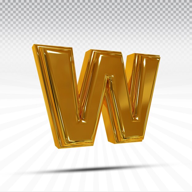 Letra W Estilo 3D Color Dorado