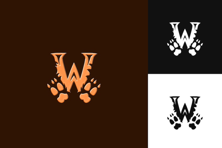 PSD letra w con estilo de diseño de logotipo de dibujos animados con w en forma de ilustración diseños vectoriales de logotipo
