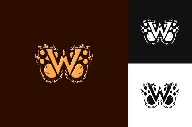 Letra W con estilo de diseño de logotipo de dibujos animados con W en forma de ilustración Diseños vectoriales de logotipo