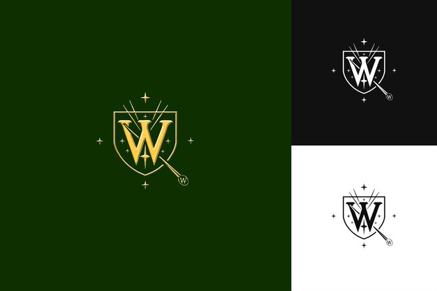 Letra W con insignia Diseño del logotipo Estilo con W en forma de W Ilustración Diseños vectoriales del logotipo