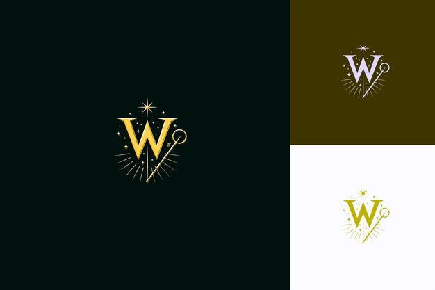 Letra W con insignia Estilo de diseño del logotipo con W en forma de W Naturaleza Colecciones vectoriales abstractas