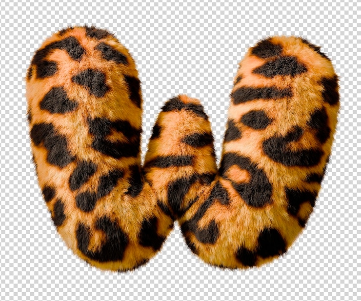 PSD la letra w de la piel de leopardo aislada sobre un fondo transparente