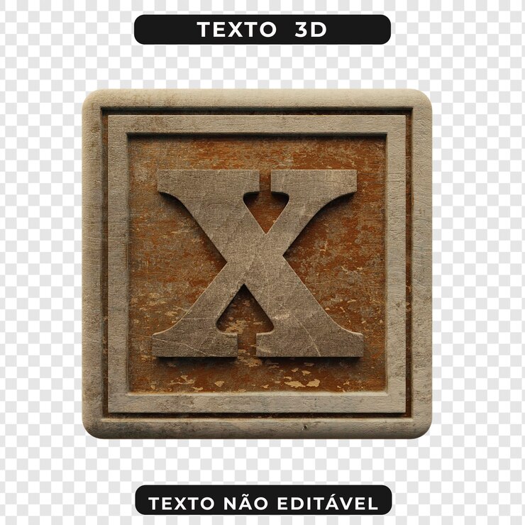 PSD la letra x del bloque de piedra 3d